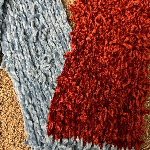 Women’s Light Blue Navy & Red Colorblock Chunky Knit‎ Scarf ~86” - Picture 2 of 2